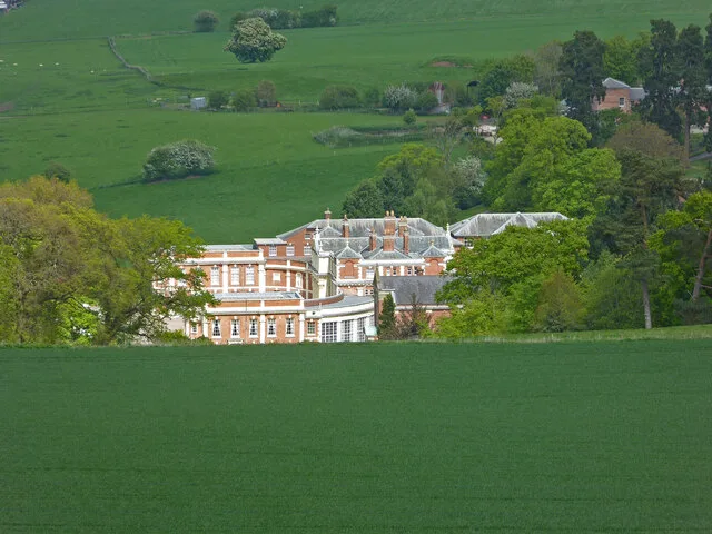 Hawkstone Hall seen across its Shropshire parkland